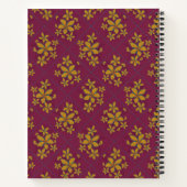 Burgundy Moody Floral Boho Chic Student Custom Notizblock (Rückseite)