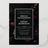Burgundy Moody Floral Folieneinladung (Vorderseite)