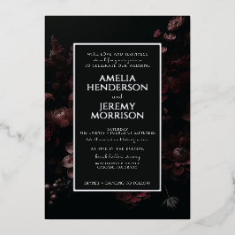 Burgundy Moody Floral mit Details Folieneinladung