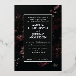 Burgundy Moody Floral mit Details Folieneinladung