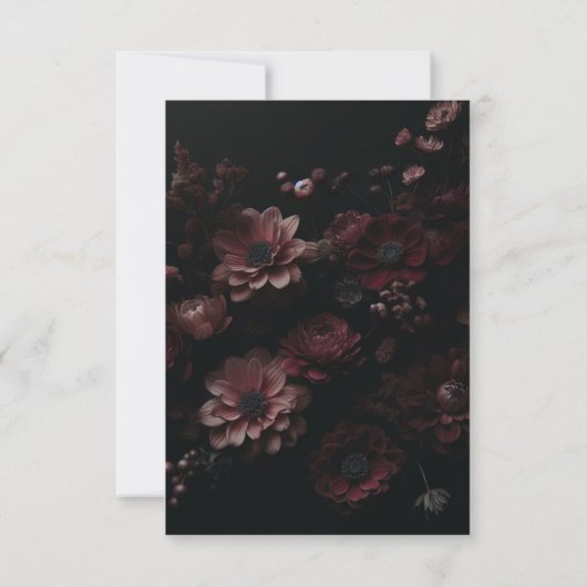 Burgundy Moody Floral RSVP Karte (Rückseite)