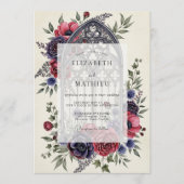 Burgundy Moody Gothic Cathedral Wedding Einladung (Vorderseite)