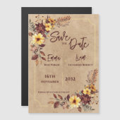 Burgundy Mustard Rustic Fall Wedding Save the Date Magnetkarte (Vorne/Hinten)