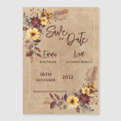 Burgundy Mustard Rustic Fall Wedding Save the Date Magnetkarte (Vorderseite)