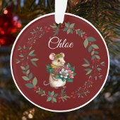Burgundy Name Niedlich Mouse Weihnachtsbaum Ornament