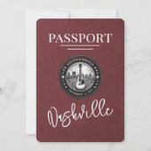 Burgundy Nashville Passport Wedding Einladung (Rückseite)