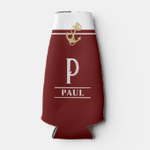 Burgundy Nautical Mit Monogramm Bottle Cooler Flaschenkühler (Vorderseite)