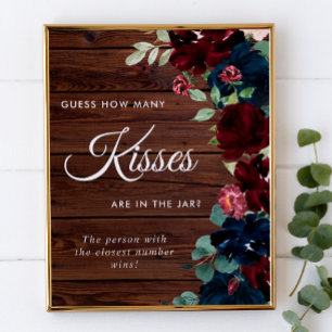 Burgundy & Navy Blauer Wald Wie viele Küsse signie Poster