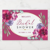 Burgundy Navy Blue Bloom Brautparty Mini Flasche Schaumweinetikett (Einzelnes Label)