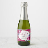Burgundy Navy Blue Bloom Brautparty Mini Flasche Schaumweinetikett (Vorderseite)