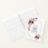 Burgundy Navy Blue Floral Brautparty Gästebuch Notizblock (Innenseite)