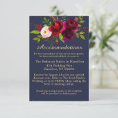 Burgundy Navy Blue Floral Elegantes Skript Begleitkarte (Stehend Vorderseite)