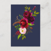 Burgundy Navy Blue Floral Elegantes Skript Begleitkarte (Rückseite)