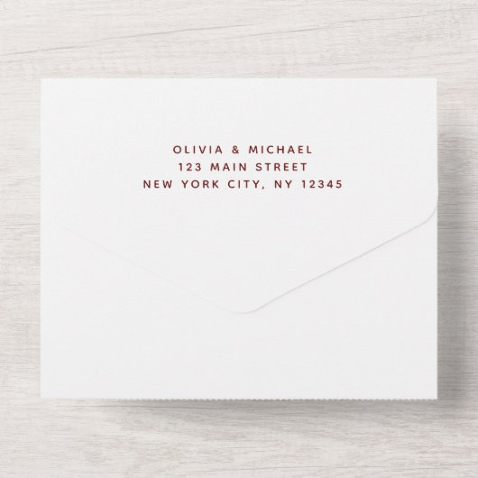 Burgundy Navy Blue Floral Eucalyptus Wedding RSVP All In One Einladung (Rückseite)