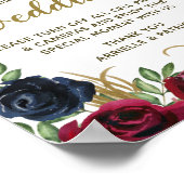 Burgundy Navy Blue Floral Unplugged Wedding Sign Poster (Ecke)