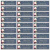 Burgundy Navy Blue Floral Wedding Guest Address Aufkleber (Vorderseite)
