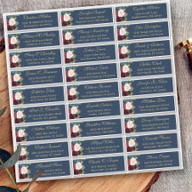 Burgundy Navy Blue Floral Wedding Guest Address