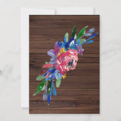 Burgundy Navy Blue Gold Floral Dark Wood Wedding Einladung (Rückseite)