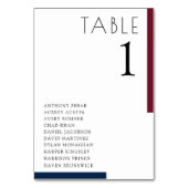 Burgundy Navy Blue Minimalistisch Wedding Card Tischnummer (Rückseite)