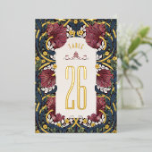 Burgundy Navy Blue Pimpernel Morris Table Numbers Folieneinladung (Stehend vorne)