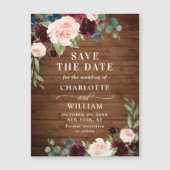 Burgundy Navy Blue Save the Date Magnetkarte (Vorderseite)