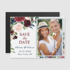 Burgundy Navy Blue Save the Date Magnetkarte