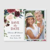 Burgundy Navy Blue Save the Date Magnetkarte (Vorderseite)