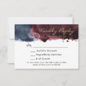 Burgundy & Navy Blue Watercolor QR Code UAWG RSVP Karte (Vorderseite)