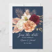 Burgundy Navy Blue Wedding Save The Date (Vorderseite)