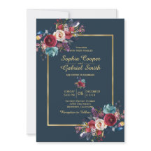 Burgundy Navy Blumengoldrahmen auf Hochzeit der Ma