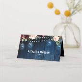 Burgundy Navy Blumenzellenschachteljar Platzkarte (Rückseite)