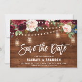 Burgundy Navy Blumenzellenschachteljar Save The Date (Vorderseite)