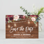 Burgundy Navy Blumenzellenschachteljar Save The Date (Stehend Vorderseite)