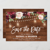 Burgundy Navy Blumenzellenschachteljar Save The Date (Vorne/Hinten)
