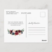 Burgundy Navy Blush Bloral Calendar Save the Date Postkarte (Rückseite)