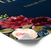 Burgundy Navy Blush Bloral Gold Cards und Geschenk Poster (Ecke)