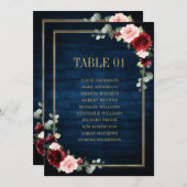 Burgundy Navy Blush Bloral Gold Seekartenkarte Einladung (Vorne/Hinten)