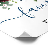 Burgundy Navy Blush Blume für Hochzeiten Poster (Ecke)