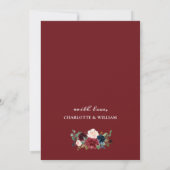 Burgundy Navy Blush Blume PROBE DINNER Einladung (Rückseite)