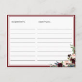 Burgundy Navy Blush Brautparty Rezept Card Postkarte (Rückseite)
