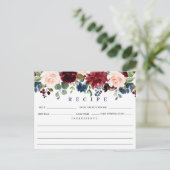 Burgundy Navy Blush Brautparty Rezept Card Postkarte (Stehend Vorderseite)