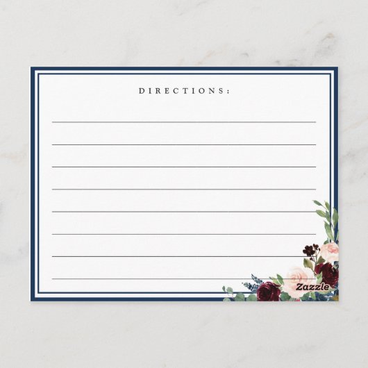 Burgundy Navy Blush Brautparty Rezept Card Postkarte (Rückseite)