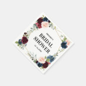 Burgundy Navy Blush Brautparty Serviette (Ecke)