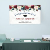 Burgundy Navy Blush Floral Abschluss Class 2024 Banner (Messeveranstaltung)