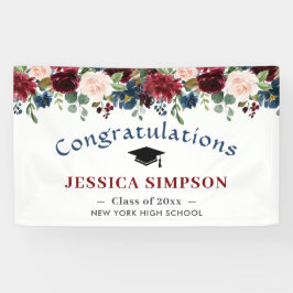 Burgundy Navy Blush Floral Abschluss Class 2024 Banner