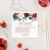 Burgundy Navy Blush Floral Fun Fakten Hochzeit Serviette (Beispiel)