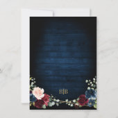 Burgundy Navy Blush Floral Geometric Save the Date (Rückseite)
