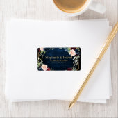 Burgundy Navy Blush Floral Geometric Wedding Adressaufkleber (Insitu)