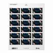 Burgundy Navy Blush Floral Geometric Wedding Adressaufkleber (Vorne)