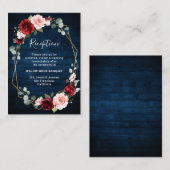 Burgundy Navy Blush Floral Geometric Wedding Begleitkarte (Vorne/Hinten)